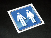 Znak informacyjny toaleta - drukowany w kolorze